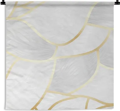 Produktbild von MuchoWow® Wandteppich Wandbehang Abstraktes Muster mit goldenen Linien 90x90 cm Tapisserie Dekoration Wandtuch - Wandaufhänger
