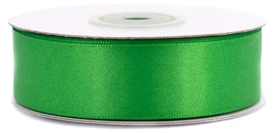 25mm breites, 20m langes, doppelseitig glänzendes grünes Satinband auf Rolle. Perfekt für Bastelprojekte und Geschenkverpackungen