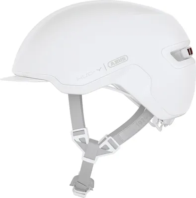 Produktbild von ABUS Fahrradhelm HUD-Y - mit magnetischem, aufladbarem LED-Rücklicht & Magnetverschluss - Stilsicherer Urban-Helm für den Alltag - für Damen und Herren  - pure white, Größe M (54-58 cm)