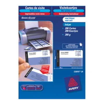 Produktbild von Avery Quick&Clean 85 x 54 mm (x25), 85 mm, 54 mm, 25 Blätter, 200 Stück(e)