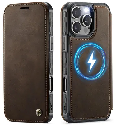 Produktbild von iPhone 16 Pro Hülle - CaseMe 053 Slim Book Case - MagSafe Compatible - Braun