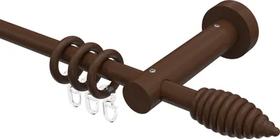 Produktbild von Interdeco Gardinenstange / Vorhangstange Nussbaum lackiert, Typ Adrian Asta (Rillenform), 16 mm Ø 1-läufig, 100 cm