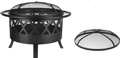 Immagine prodotto di Focolare, Ø 81 cm, materiale in ferro, griglia Ø 58 cm, attizzatoio 49 cm, protezione antiscintilla di sicurezza, diametro 81 cm