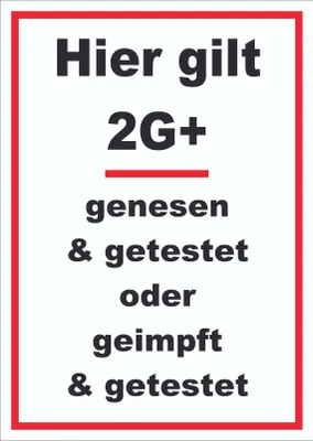Produktbild von Hier gilt 2G Plus Hinweis Schild mit Text hochkant A2 (420x594mm)
