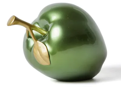 Apfel-Dekofigur aus Polyresin, grün, 18 cm, Obstskulptur