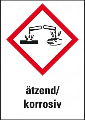 Produktbild von Dreifke® Aufkleber I Gefahrensymbol Ätzwirkung GHS 05, ätzend/korrosiv, Folie...