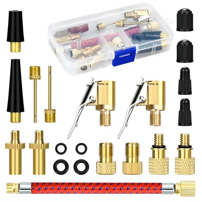 Produktbild von Fahrradventiladapter Ventiladapter Set - 21-teilig - Frz, Auto und Nadelventil - Mit Verlängerungsschlauch