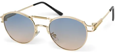 Produktbild von styleBREAKER Damen Panto Sonnenbrille Metall Oval, Gold/Grau-Beige