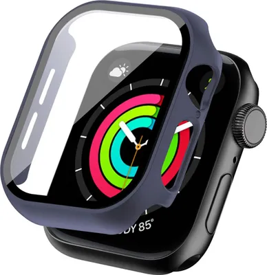 Produktbild von 360 Grad Smartwatch Hülle für Apple Watch Series 10 / 11 46 mm mit Displayschutz Case Watch Cover Bumper Rundum Schutzhülle Uhr Bildschirmschutz Dunkelblau