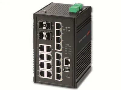 Produktbild von EDIMAX Switch Industrial 16-Port Gig. PoE+ WebM. 8xPoE+/4xSF