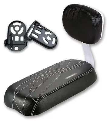 Image de Siège vélo arrière - Siège enfant pour vélo - Repose-pieds - Simili cuir - Noir