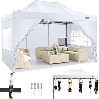 Productafbeelding van Paviljoen, 3x4,5 meter, waterdicht, met UV-bescherming 50+, met 4 zijpanelen, wit
