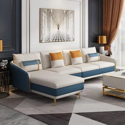 Zdjęcie produktu dla Luksusowa sofa narożna w kształcie litery L skórzana sofa siedzisko salon narożnik sofa kanapa sofy