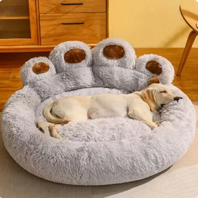 Immagine prodotto di Cuccia per cani e gatti - Morbida, in peluche - Grigia - 60 x 38 cm