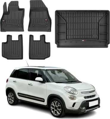 Image de OMAC Tapis & bac de coffre Set pour Fiat 500L 2012-2024 Caoutchouc noir 5x