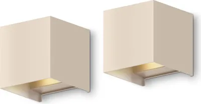 Produktbild von Calex Bari Wandleuchte, Innen & Außen, Warmweißes Up & Down Licht, Einstellbarer Lichtstrahl, Wasserdicht, Sandfarbe, 2-Pack