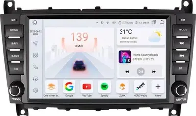 Immagine prodotto di Autoradio con Bluetooth e CarPlay per Mercedes-Benz Classe C W203/W209 e CLK200 – Compatibile con Apple e Android – Impianto stereo con navigatore – Sistema di navigazione – 8 GB di RAM, 128 GB di memoria interna – Display da 8"