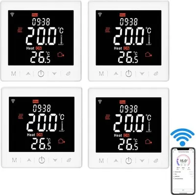 Produktbild von 4X WIFI Wasser-Fussbodenheizung 3A Thermostat mit Anwendung und Sprachsteuerung 3,5'' LCD-Display programmierbarer Thermostat Kindersicherung Wettervorhersage Wandthermostat