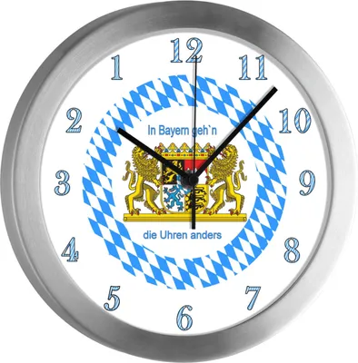 Produktbild von Wanduhr Bayern, rückwärtslaufende Zeiger, In Bayern gehen Uhren anders