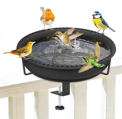 Immagine prodotto di Abbeveratoio e casetta per mangime con supporto in metallo a "C", vasca in plastica, colore nero