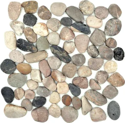 Produktbild von MOSANI Mosaik Fliese, Schwarz Grau Beige, 315 mm x 315 mm, Rechteck, Indoor, Flusskiesel, matt, frostsicher, MOS30-1204_f