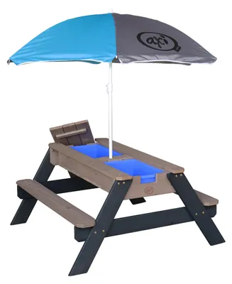 Obrázek produktu pro AXI Nick Sand & Water Picnic Table Anthracite/grey with Umbrella, Stolek na písek a vodu, Vnitřní a venkovní, 3 rok/roky, Dřevo, Černá, Modrá, Šedá, 14,2 kg
