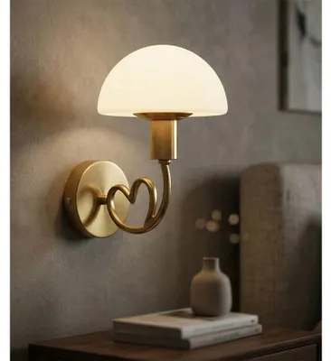 Obrázok produktu pre Nástenná lampa z kovu a skla, zlatá 23x15x22 cm