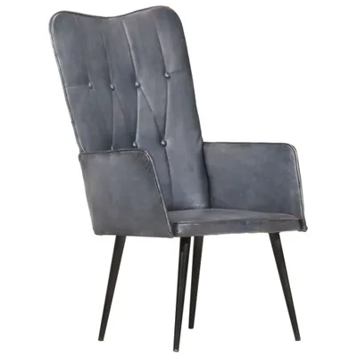 Obrázok produktu pre vidaXL krídlové kreslo Grey Real Leather