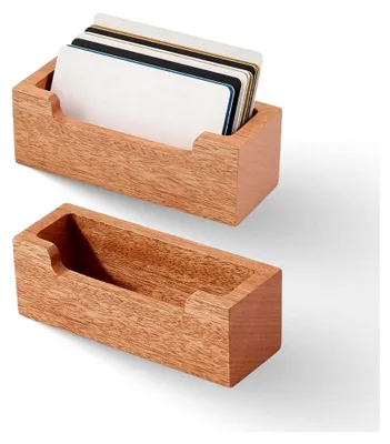 Produktbild von 2 Stück Holz Visitenkartenhalter für den Schreibtisch