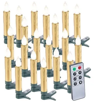 Image de 20 bougies LED pour sapin de Noël avec télécommande - coloris doré