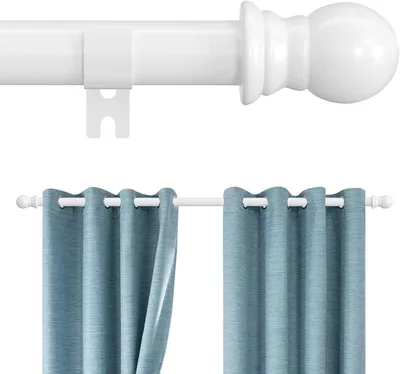 Obrázek produktu pro Stabilní teleskopická tyč na závěsy z kovu, nastavitelná, bílá, délka 76-221 cm
