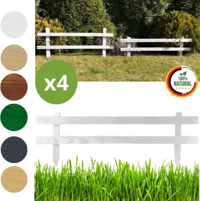 Produktbild von Floranica Gartenzaun 4 stk. 30 cm x 100 cm Weiß Steckzaun Zierzaun Friesenzaun zum Stecken Vorgartenzaun