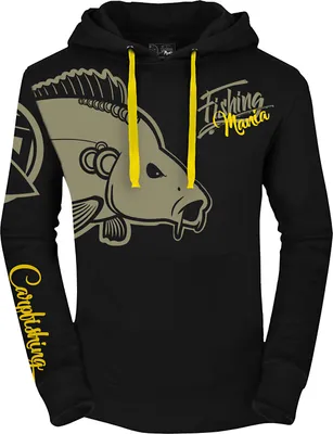 Obrázok produktu pre Hotspot Fishing Mania Carpfishing mikina s kapucňou pre mužov (čierna) veľkosť S