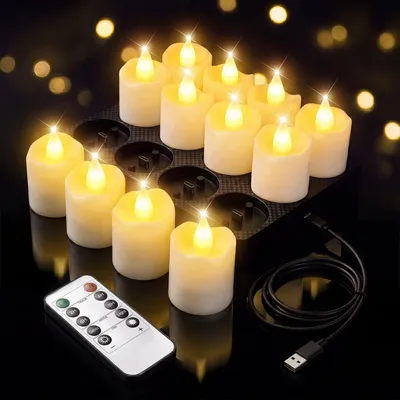 Zdjęcie produktu dla Świece LED, ładowalne, z podstawką do ładowania i pilotem