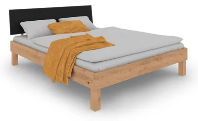 Bett Zigo 203 x 105 x 84 cm Wildeiche MDF Natur Schwarz
