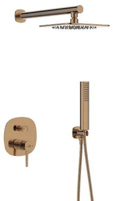 Produktbild von Duschset roségold mit Kopfbrause Unterputz-Mischer und Brausearm