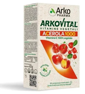 Immagine prodotto di Arkovital Acerola 1000 30 Compresse Masticabili