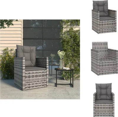 Image de vidaXL Fauteuil de jardin avec coussin Gris Poly Rattan - Chaises de jardin