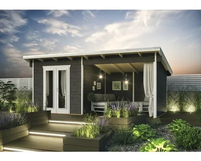 Obrázek produktu pro Dřevěný zahradní domek SKAN HOLZ Texel terra šedá 550 x 250 cm