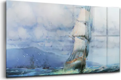 Produktbild von 120x60 - Glasbilder - Bilder auf Wandbild - Foto auf Glas - Gleitendes Schiff auf dem Wasser