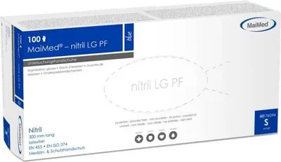 Produktbild von MaiMed-nitril LG PF Gr. S, blau, unsteril puderfr Latexfreie Handschuhe, Länge 300mm 100 St./Box | Box (100 Stück)