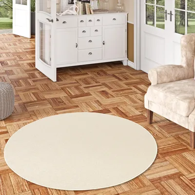 Produktbild von Hochflor Velours Teppich Luna Creme Rund, Größe:133 cm Rund