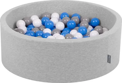 Produktbild von KiddyMoon Bällebad OK30D, 90x30cm, 200 Bälle ∅7cm, Rund Bällepool Mit Bunten Bällen Für Babys Und Kinder, Hellgrau