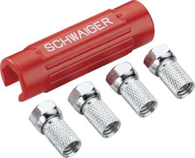 Produktbild von Schwaiger ADH14 531, F-Typ, Rot, Silber, Metall, Kunststoff, Sichtverpackung, 4 Stück(e)