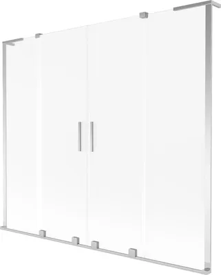 Produktbild von Mexen Velar L Duo Badewannenabtrennung 2-flügelig verschiebbar 200 x 150 cm, Frost, Chrom - 896-200-003-32-01