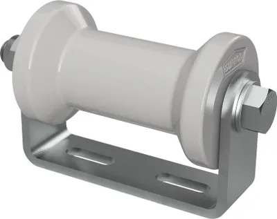 Immagine prodotto di Rullo per chiglia in poliuretano con supporto rotolo rimorchio per barca a forma di rocchetto zincato SUPROD, 125 mm, grigio