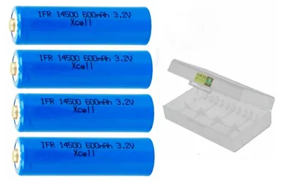 Produktbild von 4 x Xcell IFR 14500 Mignon AA 3,2V 600mAh Solarleuchte LiFePO4 Akku Li-Ion + Box