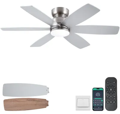 Obrázek produktu pro Stropní ventilátor, průměr 117 cm, s osvětlením, dálkovým ovládáním a ovládáním přes aplikaci, 6 rychlostí