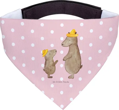 Produktbild von Mr. & Mrs. Panda Bandana Bären mit Hut - Rot Pastell - Geschenk, Kinder, Muttertag, Dreieckstuch, Hundehalstuch, Familie, Halstuch für Hund, Vatertag, Hunde, Family