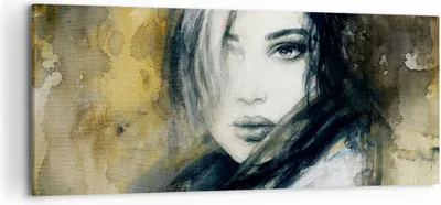 Produktbild von Bild auf Leinwand - Leinwandbild - Frau Gesicht Lippen - 120x50cm - Wand Bild - Wanddeko - Leinwanddruck - Bilder - Kunstdruck - Wanddekoration - Leinwand bilder - Wandkunst - AB120x50-4053